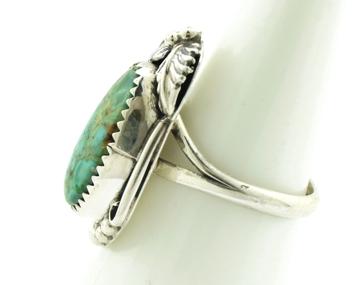 Navajo Ring .925 Silver Natural Mined Southwest Turquoise Artist Signed SN C80s