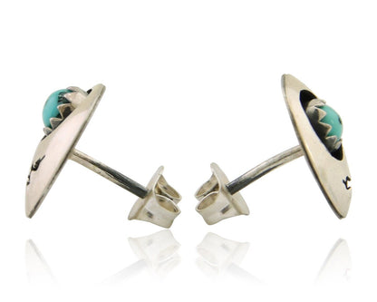 Navajo Handmade Earrings 925 Silver Turquoise Native American Artist C.80's