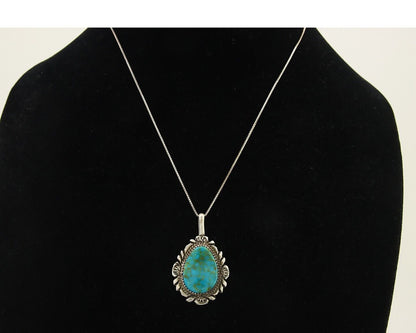 Navajo Necklace 925 Silver Natural Turquoise Artist Signed Billie Eagle C.80's