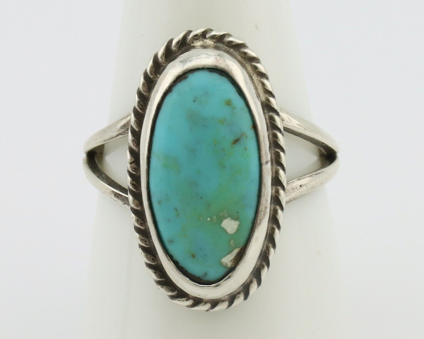 Navajo Ring 925 Silver Kingman Turquoise Native American Artist C.80's