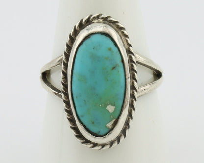 Navajo Ring 925 Silver Kingman Turquoise Native American Artist C.80's