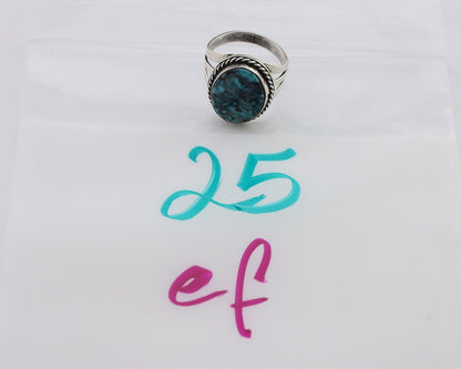 Navajo Ring 925 Silver Natural Turquoise Native American Artist Size 7.25 C.80's