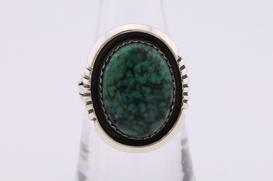 Navajo Ring 925 Silver Green Turquoise Signed William Denetdale C.80's