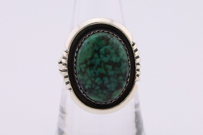 Navajo Ring 925 Silver Green Turquoise Signed William Denetdale C.80's