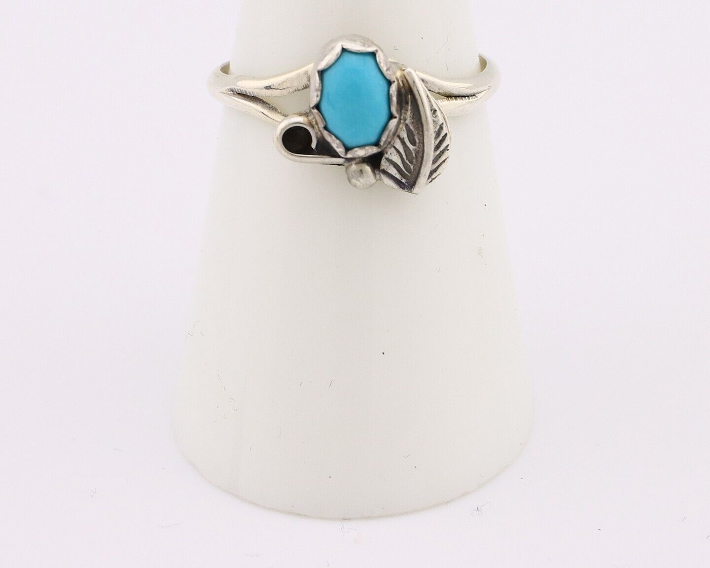 Navajo Ring .925 Silver Sleeping Beauty Turquoise Native American Artist C.80's