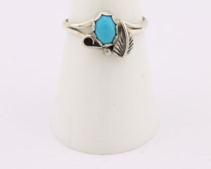 Navajo Ring .925 Silver Sleeping Beauty Turquoise Native American Artist C.80's