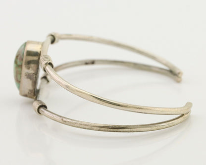 Navajo Bracelet 925 Silver Natural Green Turquoise Native American Artist C.80's