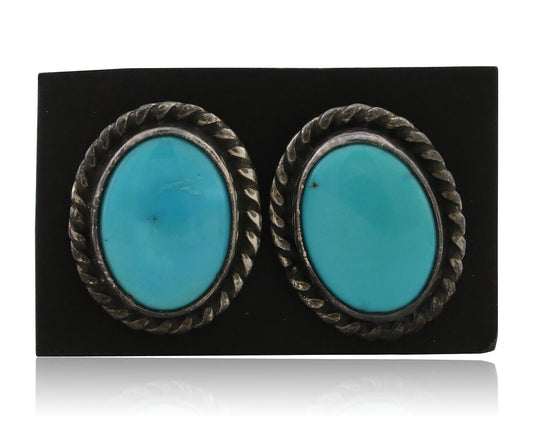 Navajo Cufflinks 925 Silver Native American Natural Turquoise C.80's