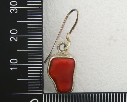 Navajo Earrings 925 Silver Natural Coral Native American Artist C.80's