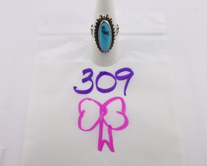 Navajo Ring .925 Silver Sleeping Beauty Turquoise Native American Artist C.80's