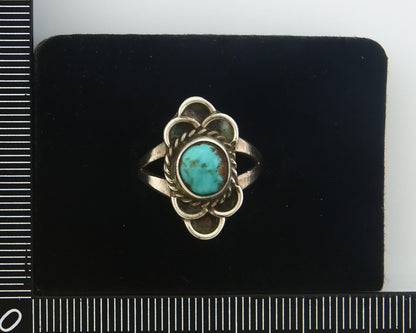 Navajo Ring 925 Sterling Natural Turquoise Native Artist C.80's Size 6.25