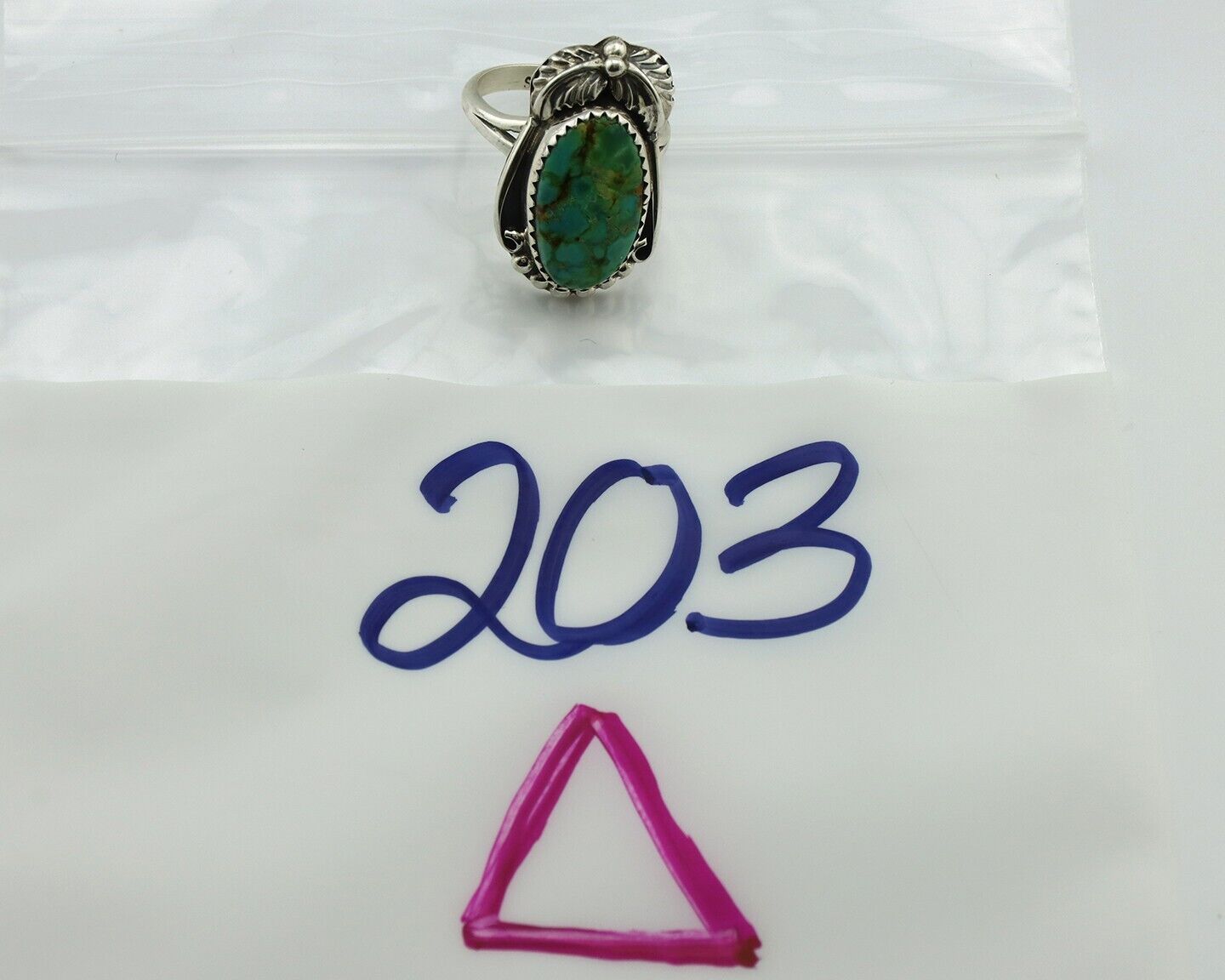 Navajo Ring .925 Silver Natural Mined Southwest Turquoise Artist Signed SN C80s