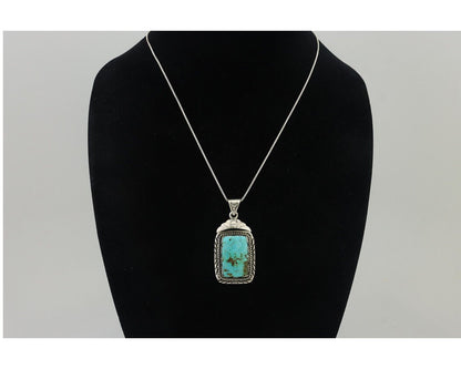 Navajo Necklace 925 Silver Turquoise Native Artist Signed Sunset C.80's