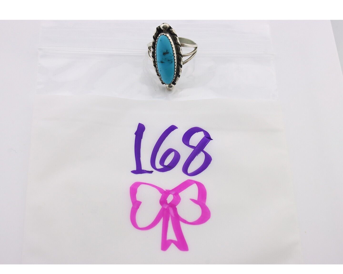 Navajo Ring .925 Silver Sleeping Beauty Turquoise Signed SkyStone Creations C80s