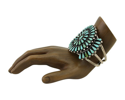 Navajo Bracelet 925 Silver Natural Blue Turquoise Signed JR C.80's