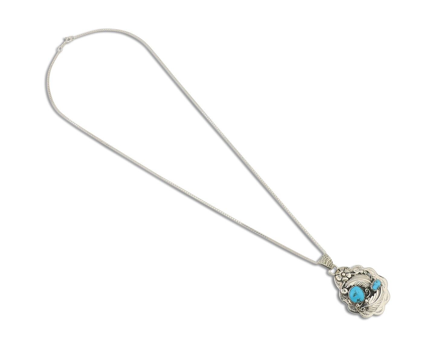 Navajo Necklace 925 Silver Turquoise Native Artist Signed Wilbert Benally C.80s