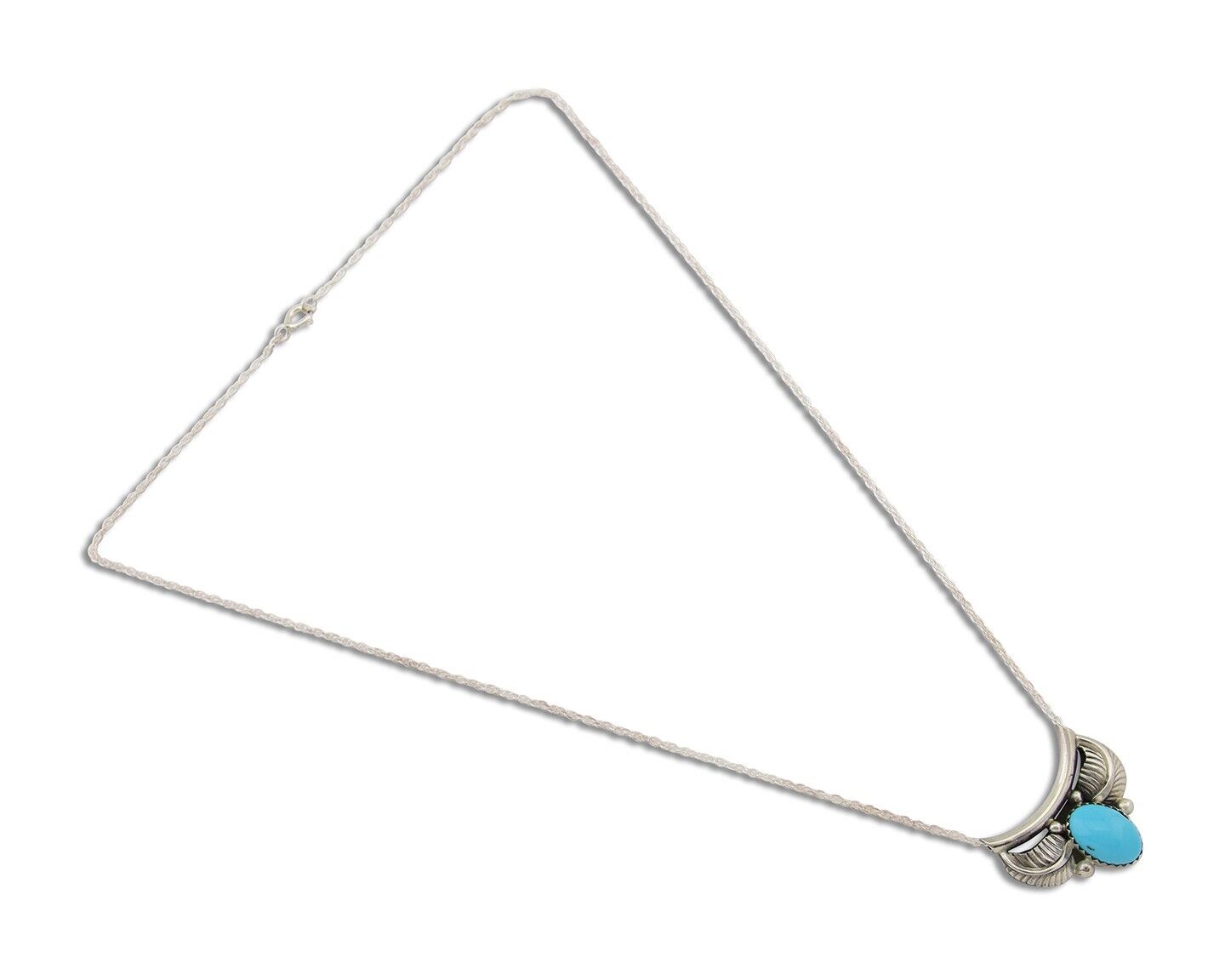 Navajo Turquoise Necklace 925 Silver Signed Eugene Belone C.80's