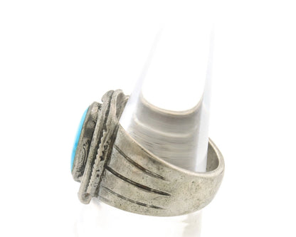 Navajo Horse Shoe Ring Sterling Silver Natural Turquoise Size 7.25