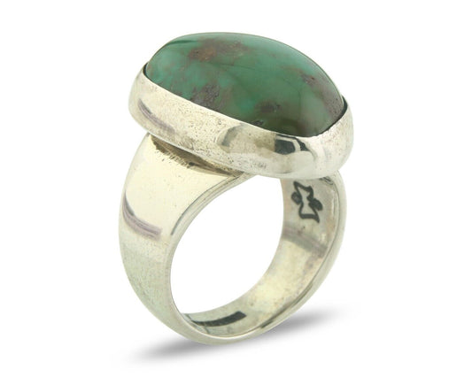 Navajo Ring 925 Sterling Turquoise Handmade Signed M Montoya C.80's Size 7.25