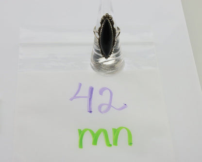 Navajo Handmade Ring 925 Silver Black Onyx Native American Artist C.80's