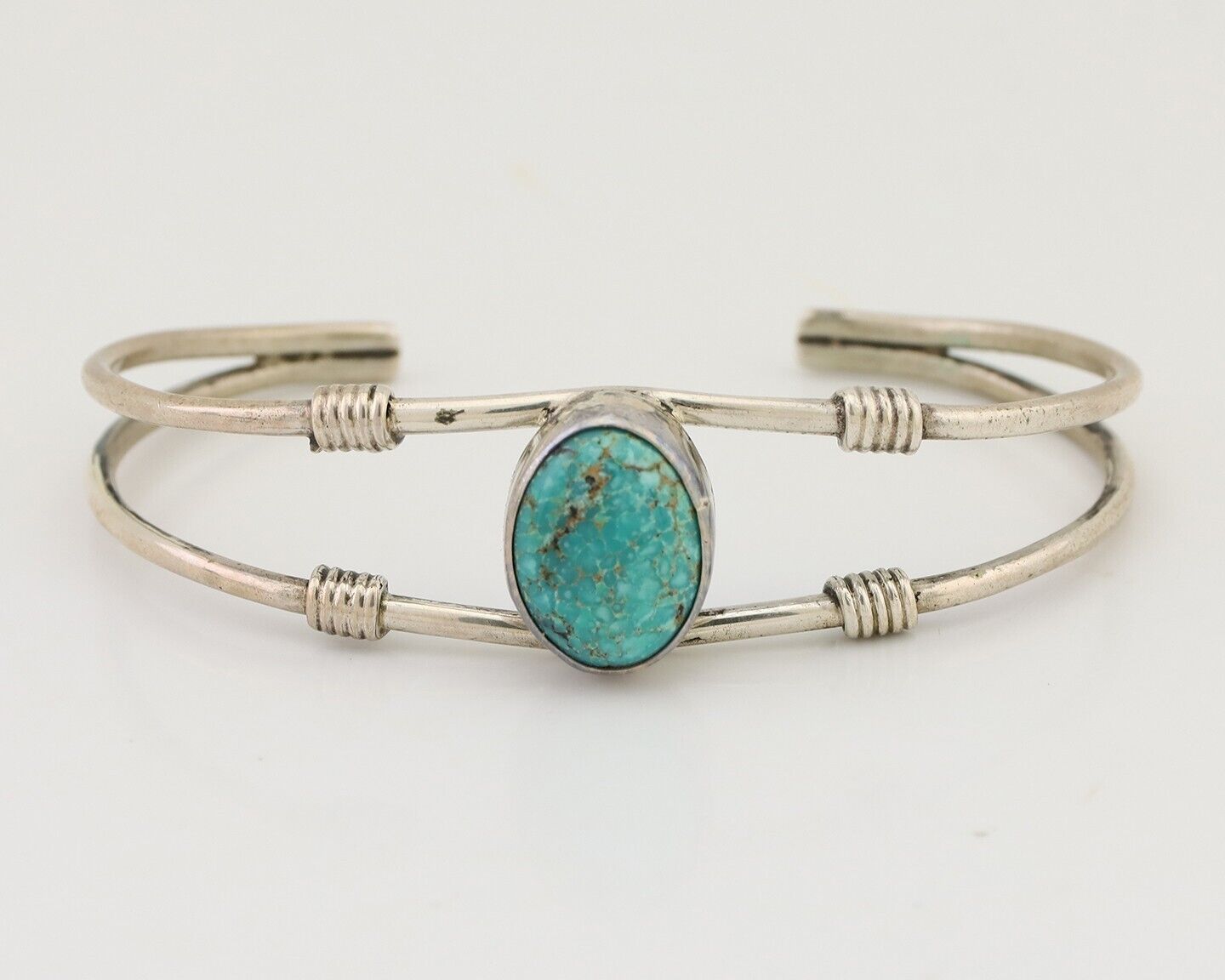 Navajo Cuff Bracelet 925 Silver Natural Blue Turquoise Native American C.80's