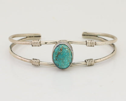 Navajo Cuff Bracelet 925 Silver Natural Blue Turquoise Native American C.80's