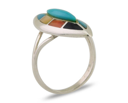 Navajo Ring 925 Silver Turquoise Shell Onyx Spiney Oyster Native Artist C.80's