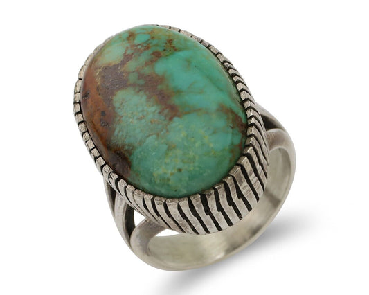 Navajo Handmade Ring 925 Silver Turquoise Signed Native American C.80's