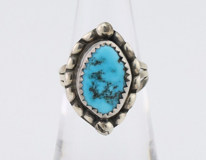 Navajo Ring 925 Silver Sleeping Beauty Turquoise Artist Signed SC C.80's