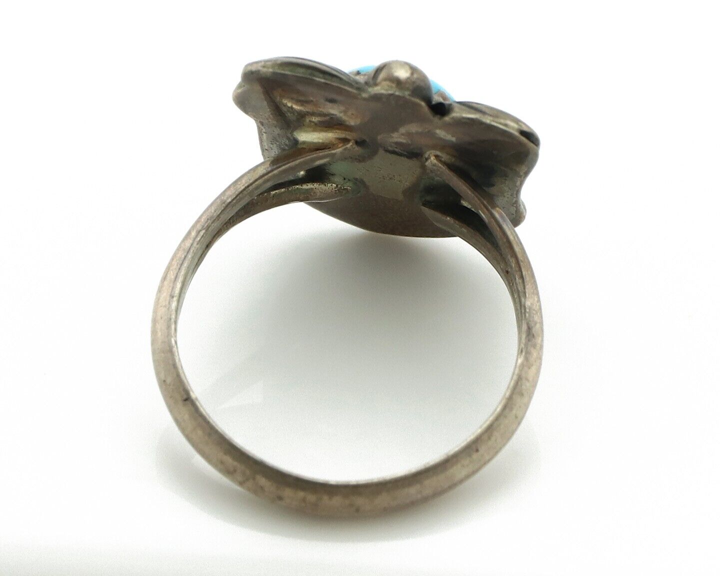 Navajo Ring .925 Silver Sleeping Beauty Turquoise Native American Artist C.80's