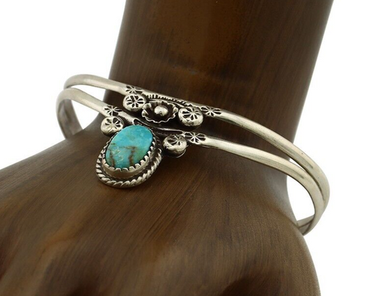 Navajo Bracelet 925 Silver Kingman Turquoise Artist Native American C.80's