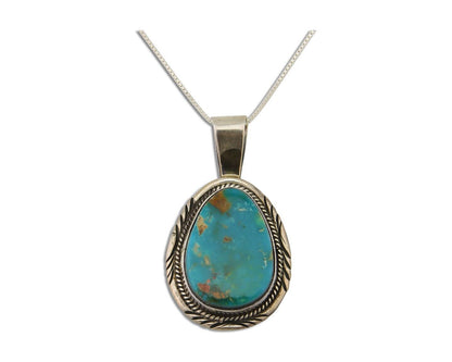 Navajo Necklace 925 Silver Natural Blue Turquoise Artist Signed Mike Begay C.80s