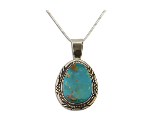Navajo Necklace 925 Silver Natural Blue Turquoise Artist Signed Mike Begay C.80s