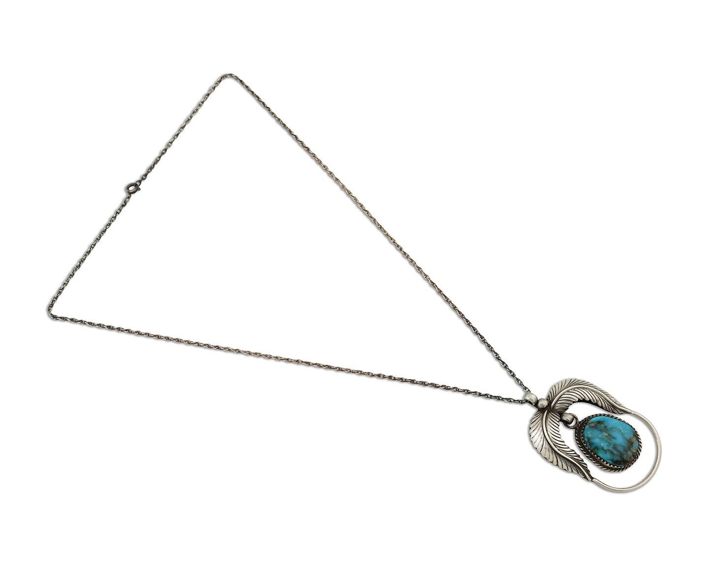 Navajo Necklace 925 Silver Turquoise Native American Artist Signed C.90's