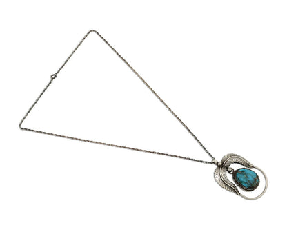 Navajo Necklace 925 Silver Turquoise Native American Artist Signed C.90's