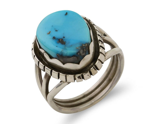 Navajo Handmade Ring 925 Silver Turquoise Artist Signed Tony Guerro C.80's