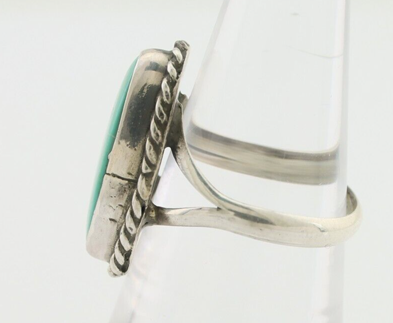Navajo Ring 925 Silver Blue Gem Turquoise Artist Signed Rabbit Stick C.80's