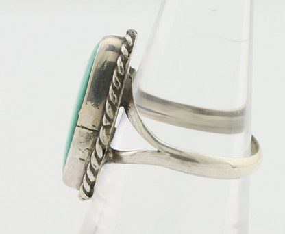 Navajo Ring 925 Silver Blue Gem Turquoise Artist Signed Rabbit Stick C.80's
