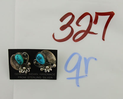 Navajo Dangle Earrings 925 Silver Natural Turquoise Native American Artist C80s