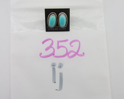Navajo Earrings 925 Blue Kingman Turquoise Native American Artist C80s