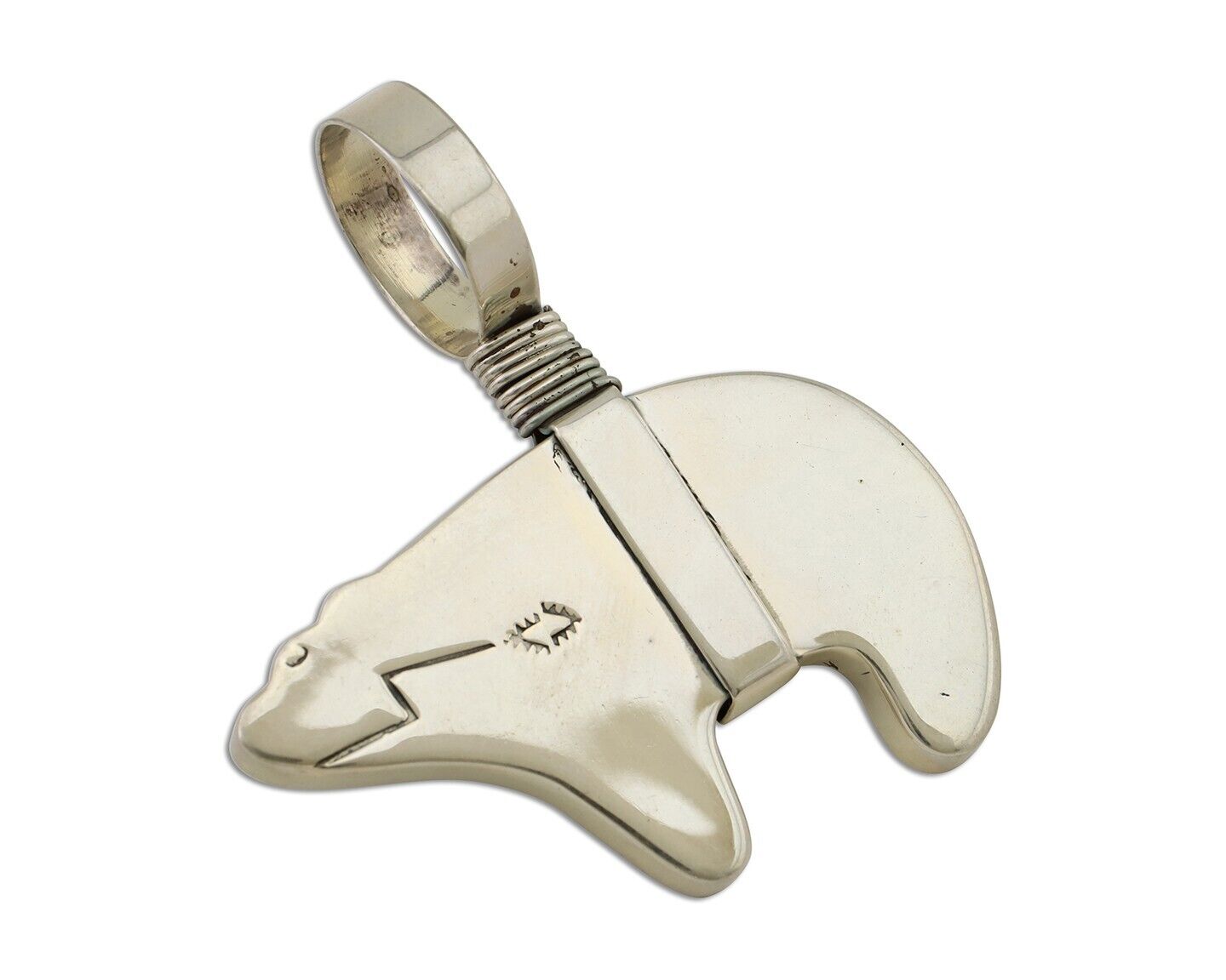 Navajo Spirit Bear Pendant 925 Sterling Silver Signed Nakai C.80's