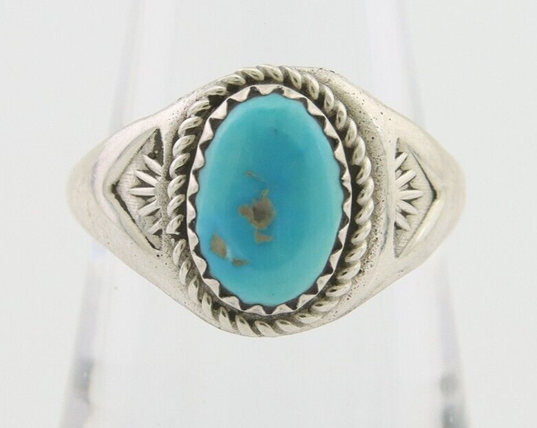 Navajo Ring 925 Silver Natural Blue Turquoise Native Artist C.80's