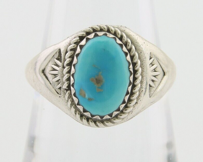 Navajo Ring 925 Silver Natural Blue Turquoise Native Artist C.80's