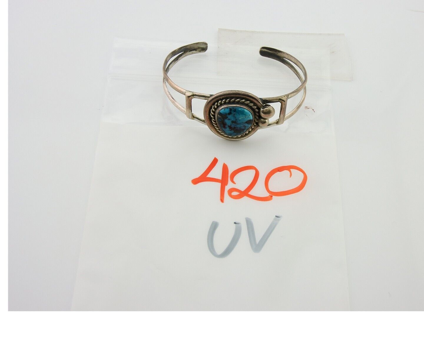 Navajo Bracelet 925 Silver Turquoise Cuff Artist Signed C.80's