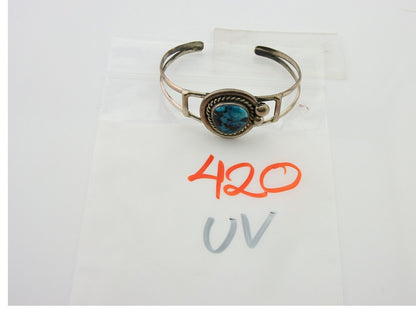 Navajo Bracelet 925 Silver Turquoise Cuff Artist Signed C.80's