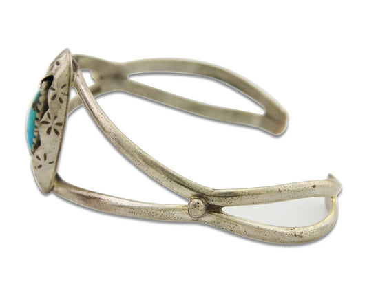 Navajo Cuff Bracelet 925 Silver Turquoise Cuff Artist Signed IJC C.80's