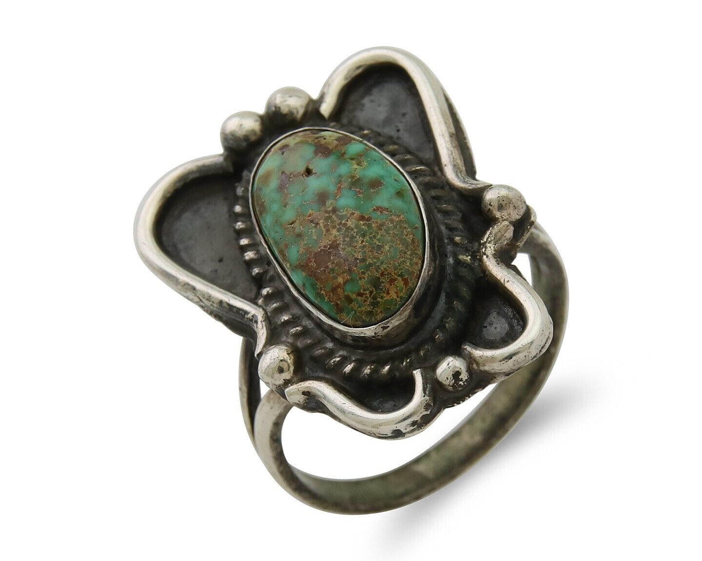 Navajo Handmade Ring 925 Silver Turquoise Native Artist C.80's