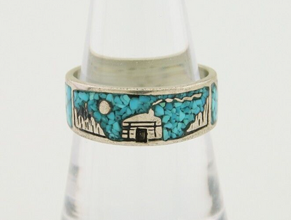 Navajo Handmade Ring 925 Silver Turquoise Native Artist C.80's