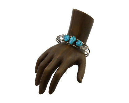 Navajo Bracelet 925 Silver Sleeping Beauty Turquoise Native American C.80's