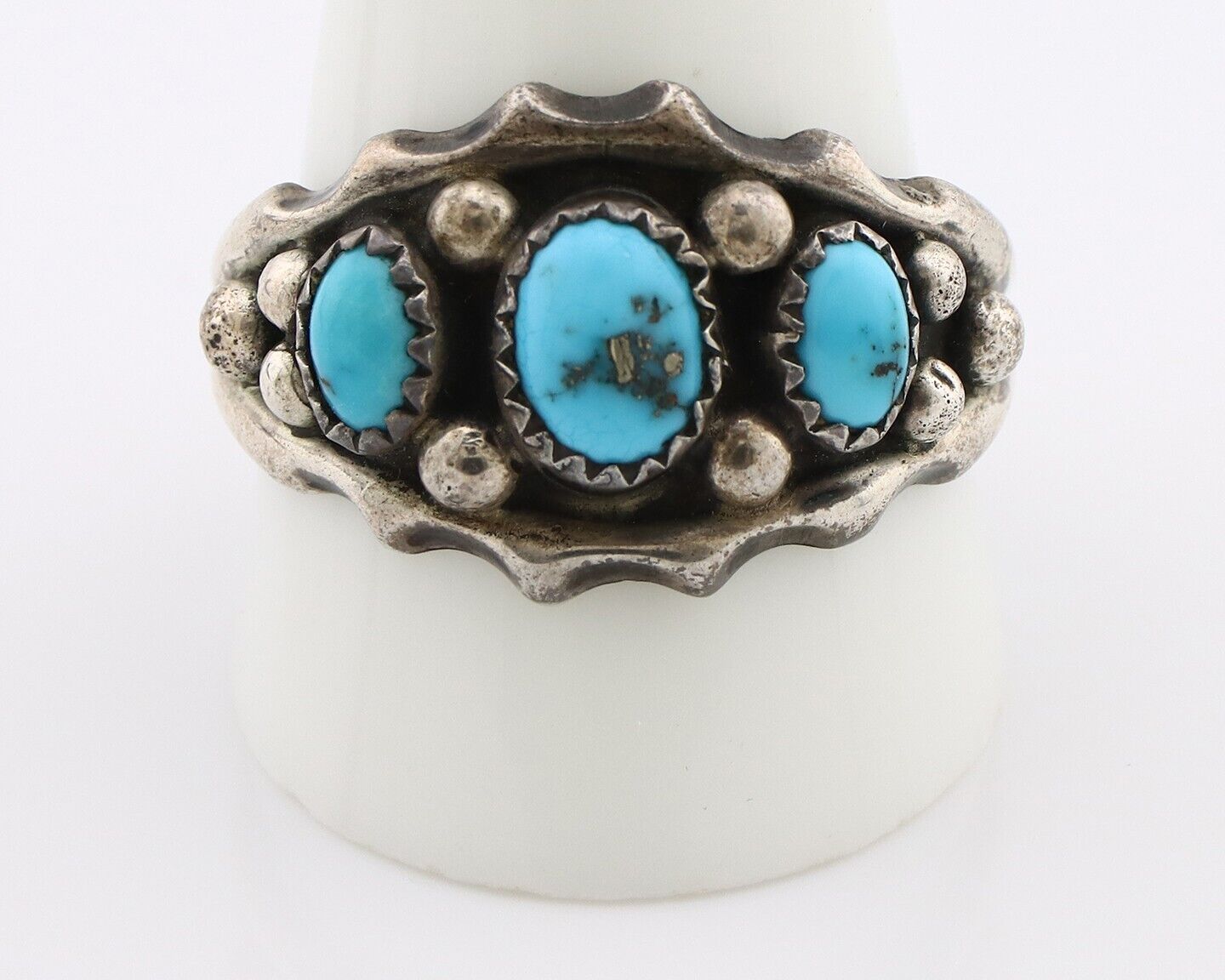 Navajo Ring 925 Silver Blue Artist Signed SkyStone Creations C.80's